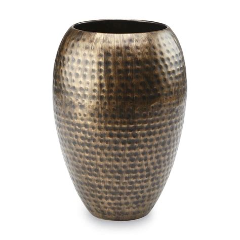 Bronze Tone Textured Metal Vase Home Home Decor Decorative