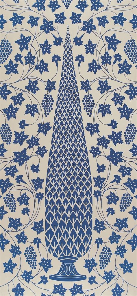 Schumacher Martyn Lawrence Bullard Mughal Panel Imperial Blue Wallpaper