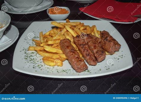 Balkan Cuisine Chevapi Grilled Minced Meat Dish Stock Photo Image