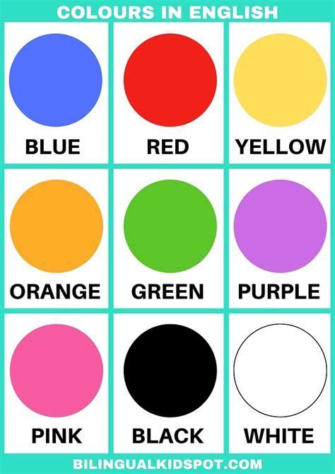 Color Names List Of Colors In English With The Picture English