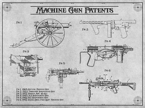 Machine Gun Patents Gray Print Drawing By Greg Edwards Pixels