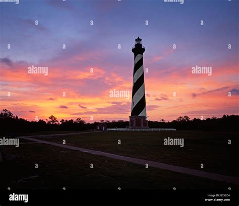 North Carolina Sunset At Cape Hatteras Lighthouse Near Buxton In Cape