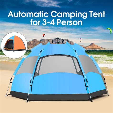 Outdoor 3 4 Persons Automatic Camping Tent Waterproof Double Layer Uv Beach Sunshade Canopy Sale