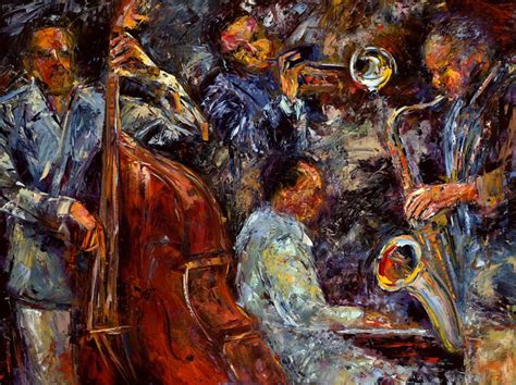 Abstract Jazz Painting Music Paintings Instruments Hot Jazz Series 3” Fine Art By Debra Hurd