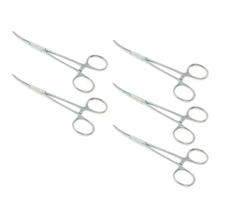 5 Pcs Mosquito Locking Hemostat Forceps 5 Curved For Surgical And Dental