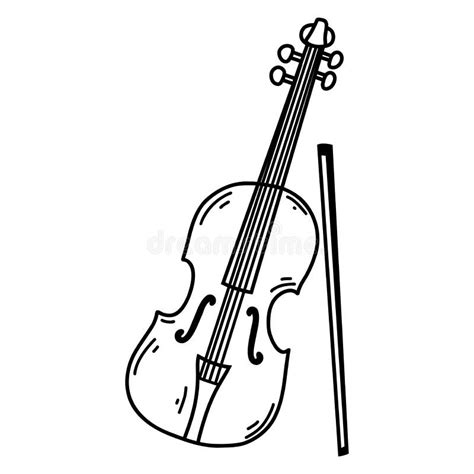 Doodle Violin Vector Sketch Illustration Of Musical Instrument Black