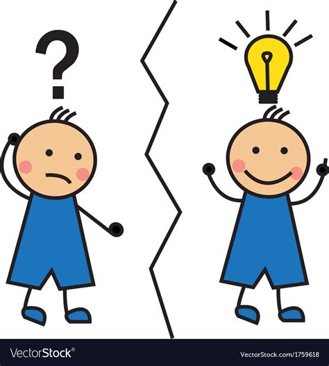 Cartoon Man With A Question Mark And Light Bulb Vector Image