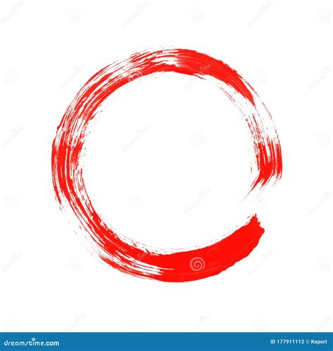 Paintbrush Circle Hand Drawn With Red Color Stock Illustration