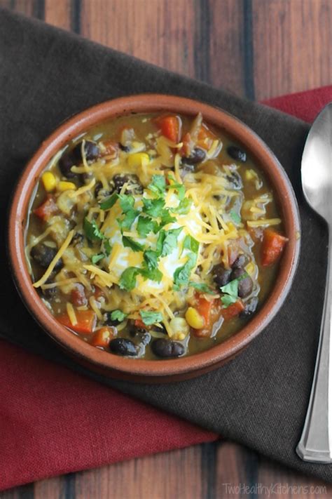 Quick Stovetop Vegetarian Chili With Red Peppers Corn And Black Beans