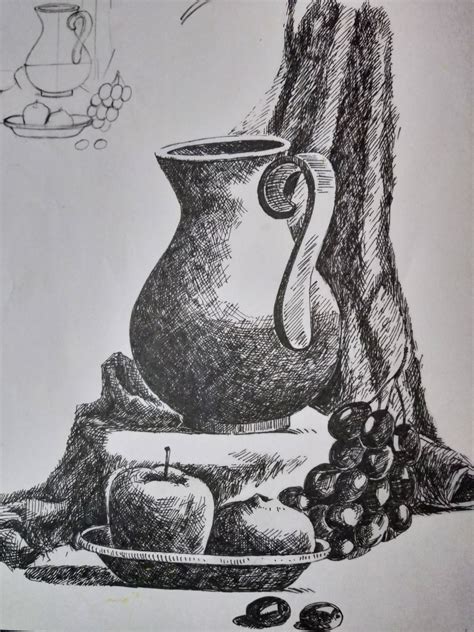 While drawing try to see not only the objects (the positive), but also the spaces around and between the. Pin on still life sketch