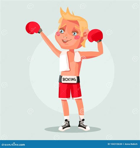 Cute Cartoon Adorable Blond Boy In A Boxer Costume Stock Vector