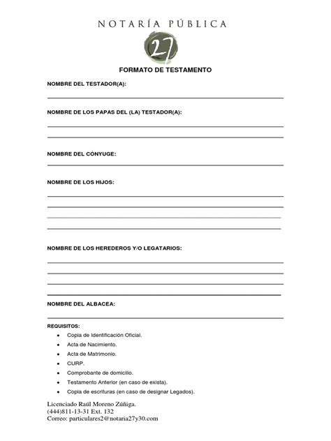 Formato De Testamento Pdf