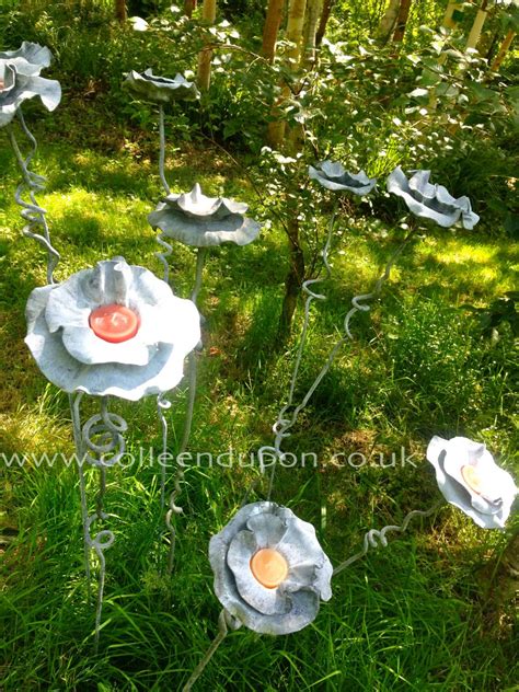 Garden Sculpture Outdoor Candleholder Forever Flower Steel Etsy