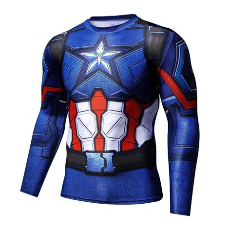 marvel captain america long sleeves 3d full print t shirt compression shirt men bodybuilding