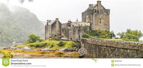 Eilean Donan Castle In Highlands Mountains In Scotland Stock Photo