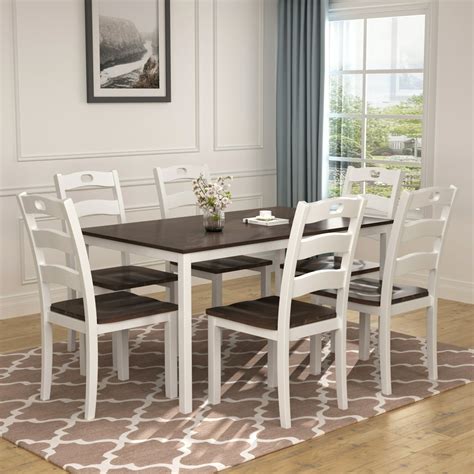 Clearance Dining Table Set With 6 Chairs 7 Piece Wooden Kitchen Table