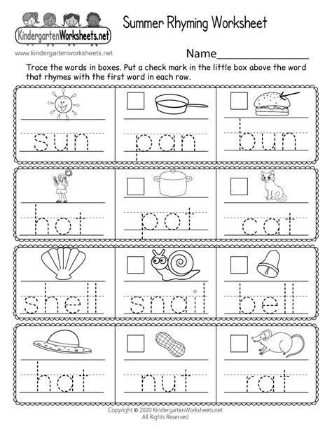 printable summer images worksheet  kindergarten