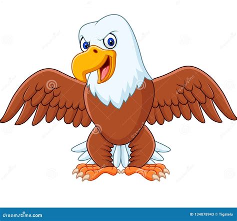 Cartoon Bald Eagle With Wings Extended Stock Vector Illustration Of