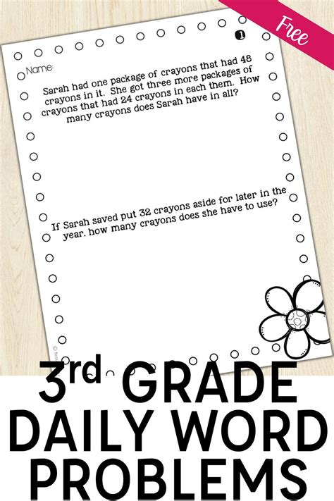 3rd Grade Word Problems Of The Day Back To School Freebie 3rd