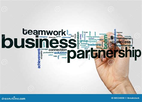 Business Partnership Word Cloud Concept On Grey Background Stock Photo