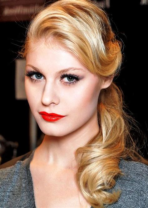 Retro Updo Hairstyles With Side Swept Bangs For Long Hair