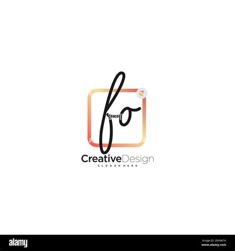 Fo Initial Letter Handwriting Logo Hand Drawn Colorful Box Vector Logo