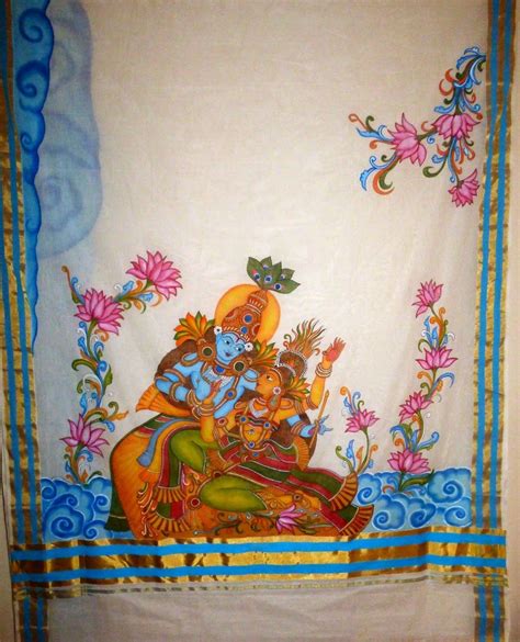 Veda Collections 2 Cotton Saree Mural Painted Kerala Mural