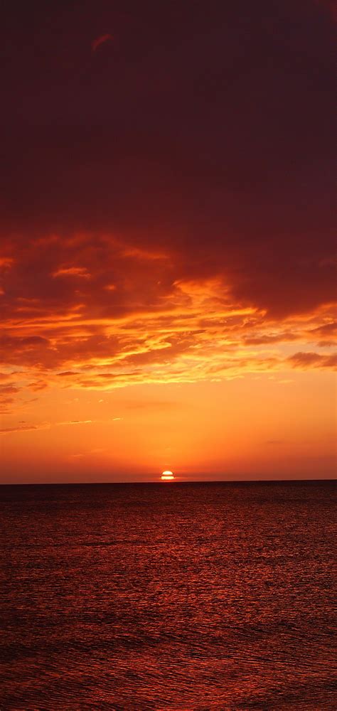 1080x2280 Orange Sky Sunset Sea 4k One Plus 6huawei P20honor View 10