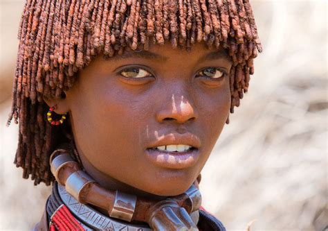 Ethiopian Girl From The Hamer Tribe Hamer Human Portrait