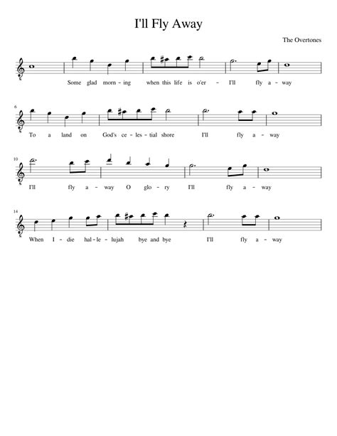 Ill Fly Away Sheet Music For Piano Solo