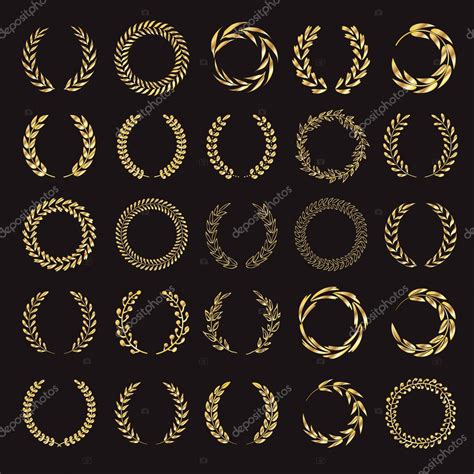 Set Of Vector Golden Laurel Wreaths — Stock Vector © Reamolko 61618525