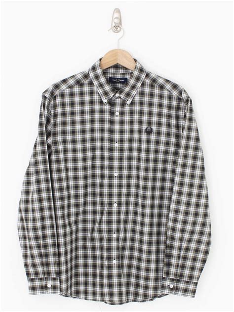 Fred Perry Small Check Shirt In Navy Northern Threads