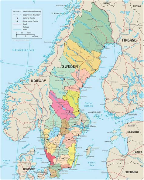 Sweden Political Map Political Map Of Sweden Northern Europe Europe