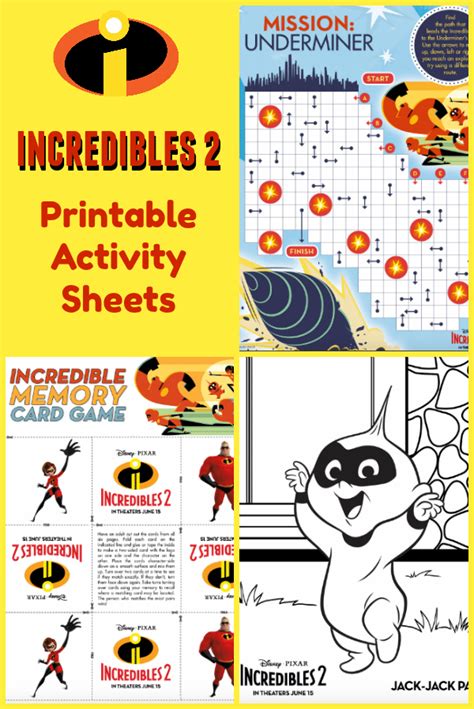 Incredibles 2 Printable Activity Sheets Coloring Pages Recipes And