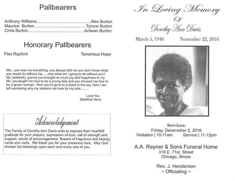 Dorothy Ann Davis Obituary | AA Rayner and Sons Funeral Home