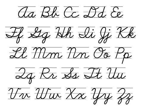 Printable Cursive Alphabet Chart Minimalist Blank Printable