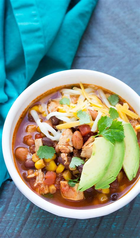 The pchrisicture above with the taco and a bowl of soup, that's how this turns out if you use. Easy Slow Cooker Chicken Taco Soup (No Chopping) - Kristine's Kitchen