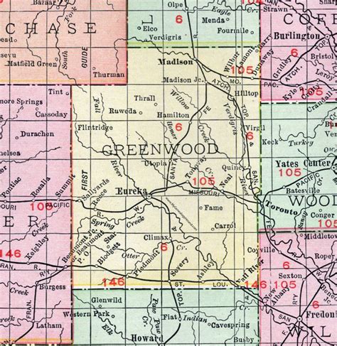 Greenwood County Kansas Map Eureka Severy Madison
