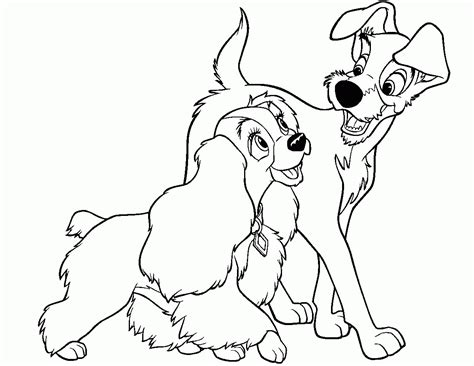 Disney Lady And The Tramp Coloring Page Free Coloring