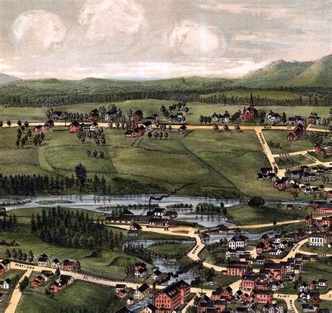 1888 Panoramic Map Of Bridgton Maine Etsy