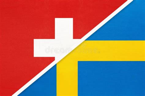 Switzerland And Sweden Realistic Flag Fabric Texture Illustration