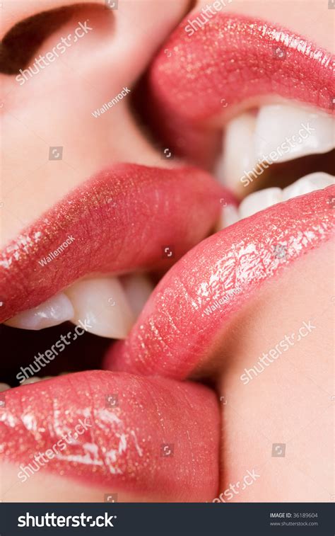 Beautiful Female Lovers Kissing Closeup Stock Photo 36189604 Shutterstock