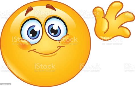 Waving Hello Emoticon Stock Vector Art And More Images Of 2015 499655156