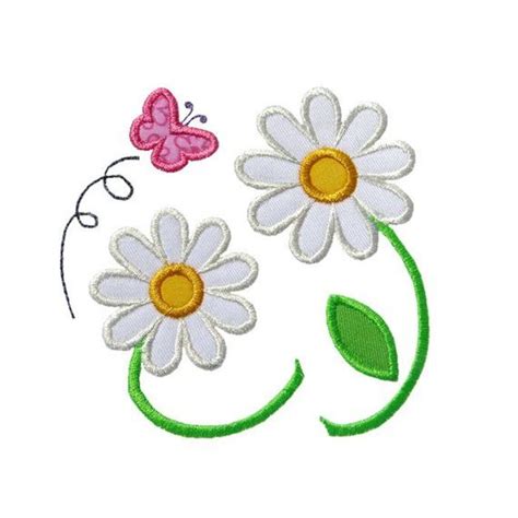 Daisy Flowers Applique Machine Embroidery Digital Design Spring
