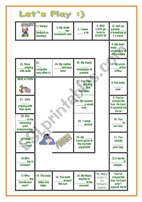 Present Simple Boardgame Worksheet Free Esl Printable