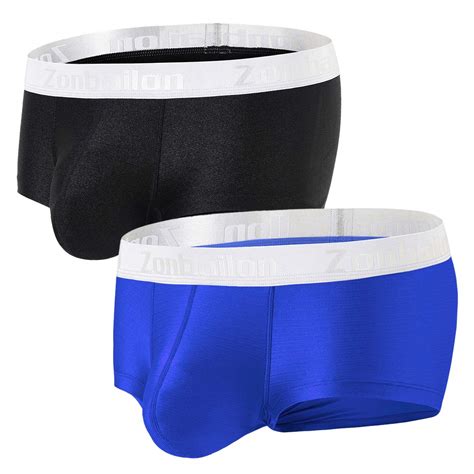 Buy Zonbailonmens Sexy Underwear Bulge Pouch Ice Silk Underpants Low Rise Trunks Short Leg
