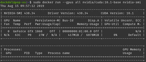 Linux (pop-os) with cuda, docker and nvidia-docker installed but ...