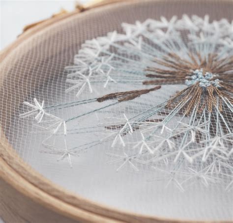 Make A Wish Dandelion Tulle Embroidery Hoop Art Bridesmaid