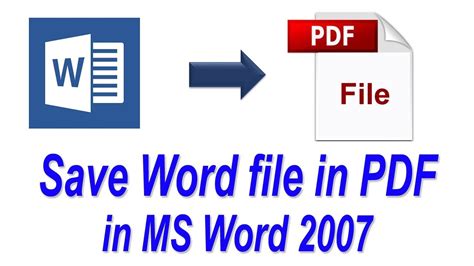 How To Save Word File In Pdf File Format In Microsoft Office 2007