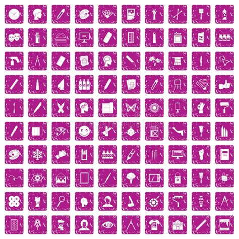 100 Paint Icons Set Simple Style Stock Vector Illustration Of
